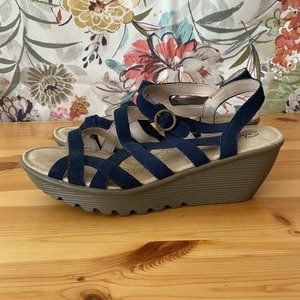 Skechers Womens Strappy Buckle Slingback Wedge Sandal Navy US Size 10 EU 40